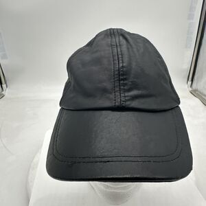 All Leather Strap Back Adjustable Hat Black Biker Orange Stitch Baseball Lined